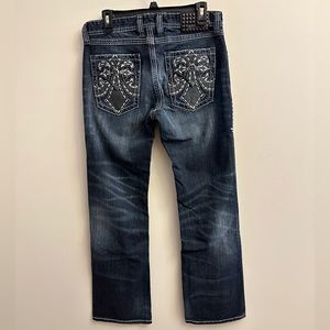 AFFLICTION Black PREMIUM Dark Wash COOPER Boot DESTROYED EMBELLISHED SZ 30